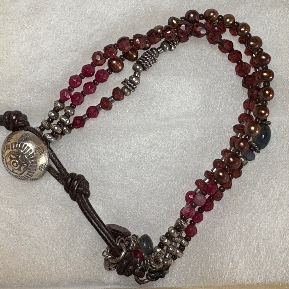 Sundance Nicole Ardis NAJ Multi Strand Garnet Bracelet Sterling Silver